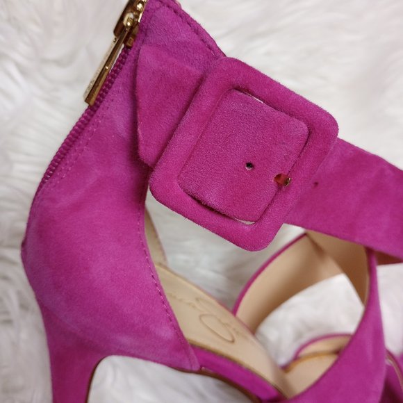 REDUCED! Like New Jessica Simpson Opened Toe Pink Suede Sandals/ Shoes - Picture 3 of 6